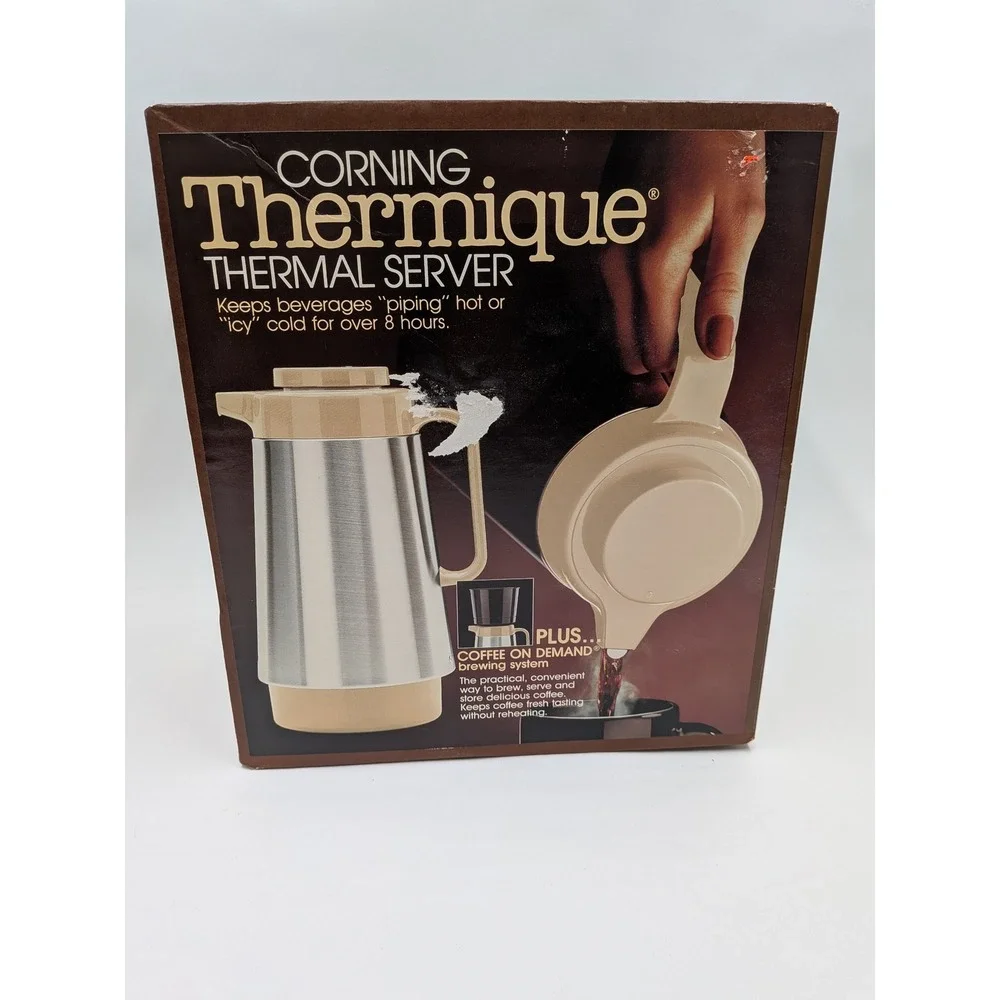 Corning Thermique Thermal Server 1qt Sandstone Stainless Steel Carafe 8030-2